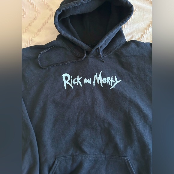 Rick and Morty Adult Swim Pop Culture Trippy Graphic Hoodie Sweatshirt EUC Sz L - Picture 4 of 6